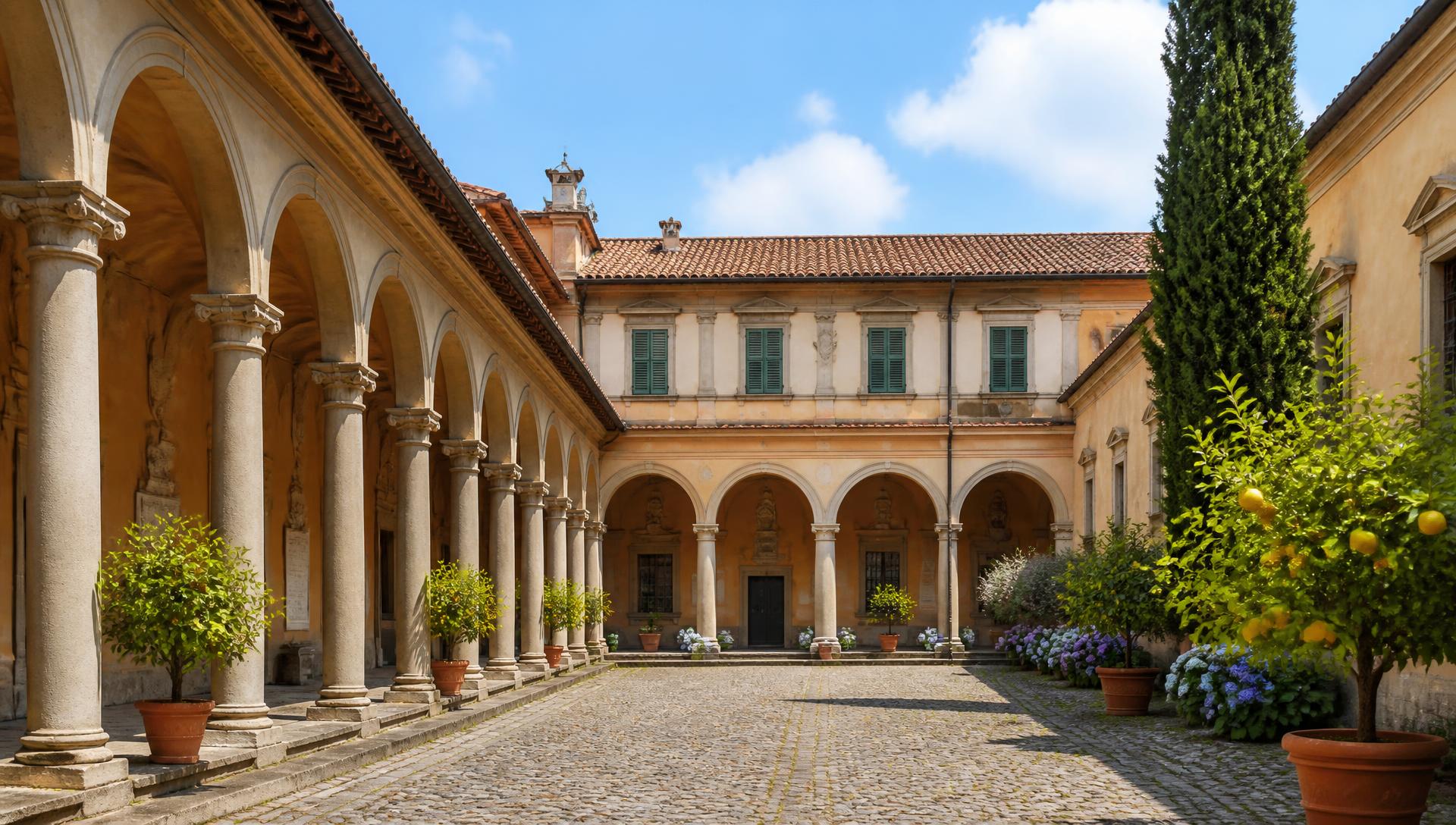 Chiostro in pietra di un'istituzione storica